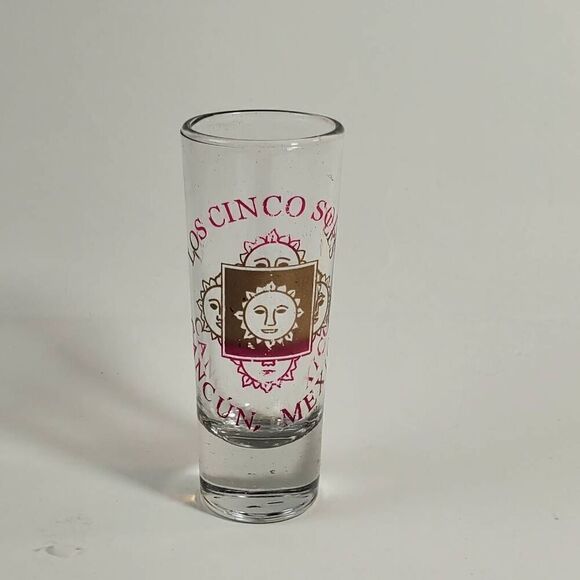 Collectible Shot Glasses Los Cinco Sol Cancun, MX - Picture 1 of 5
